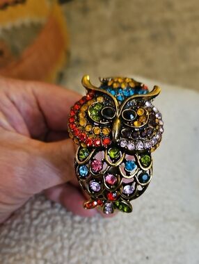 Vintage Crystal Mother & Baby Owl Bracelet